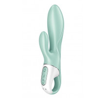 Зеленый вибратор-кролик Satisfyer Air Pump Bunny 5+ с функцией расширения - 20,4 см.