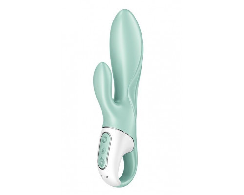 Заказать Зеленый вибратор-кролик Satisfyer Air Pump Bunny 5+ с функцией расширения - 20,4 см.