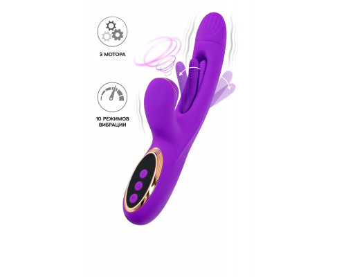 Фиолетовый вибратор с вакуумной стимуляцией и язычком Pitti - 24 см.