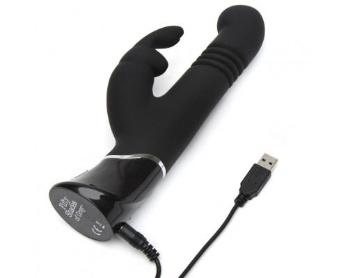 Заказать Черный хай-тек вибратор Greedy Girl Thrusting Rabbit Vibrator - 22,8 см.