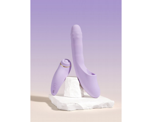 Сиреневый вибромассажер со съёмным клиторальным пульсатором DuoGlow