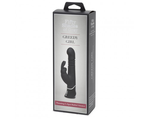 Заказать Черный хай-тек вибратор Greedy Girl Thrusting Rabbit Vibrator - 22,8 см.
