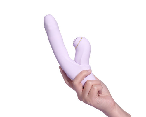 Сиреневый вибромассажер со съёмным клиторальным пульсатором DuoGlow