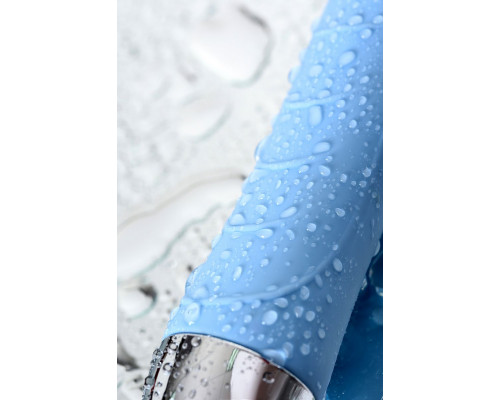 Голубой силиконовый вибратор с функцией нагрева и пульсирующими шариками FAHRENHEIT - 19 см.