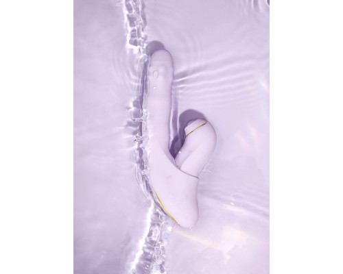 Сиреневый вибромассажер со съёмным клиторальным пульсатором DuoGlow