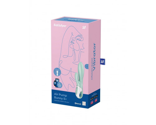 Заказать Зеленый вибратор-кролик Satisfyer Air Pump Bunny 5+ с функцией расширения - 20,4 см.