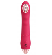 Малиновая насадка на душ с вибрацией Showers to orgasm - 20,1 см.