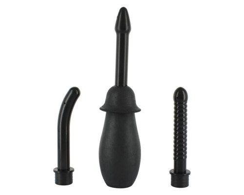 Заказать Чёрный анальный душ с насадками KIT BLACK