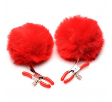 Красные зажимы на соски с помпонами Pom Pom