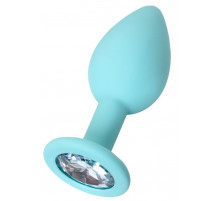 Мятная анальная пробка с прозрачным кристаллом Brilliant - 7 см.