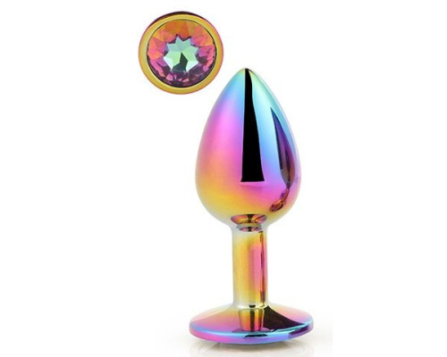 Голографическая анальная втулка с радужным кристаллом - 7,1 см.