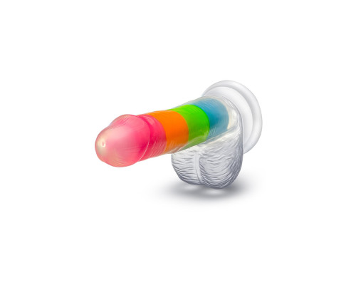 Яркий люминесцентный фаллоимитатор Rainbow Rave - 16,5 см.