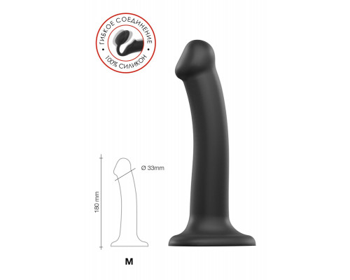 Заказать Черный фаллос на присоске Silicone Bendable Dildo M - 18 см.