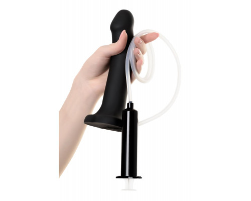 Заказать Черный фаллос с имитацией эякуляции Silicon Cum Dildo L - 19,6 см.