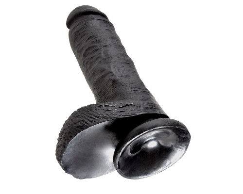 Заказать Чёрный фаллоимитатор 8  Cock with Balls - 21,3 см.