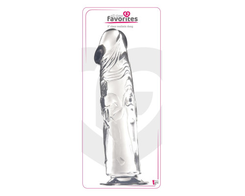 Заказать Прозрачный фаллоимитатор с фигурками на поверхности - 21,6 см.