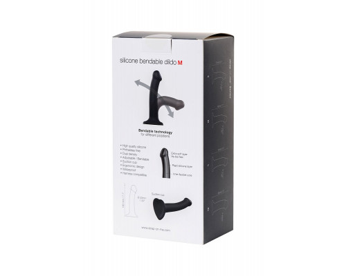 Заказать Черный фаллос на присоске Silicone Bendable Dildo M - 18 см.