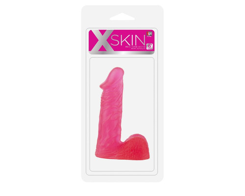 Розовый гелевый фаллоимитатор XSKIN 6 PVC DONG - 15 см.