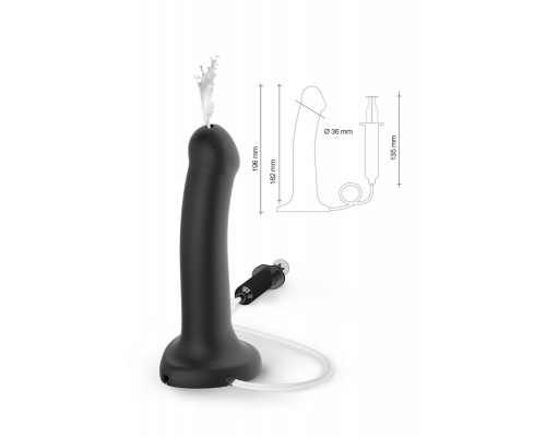 Заказать Черный фаллос с имитацией эякуляции Silicon Cum Dildo L - 19,6 см.
