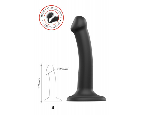 Черный фаллос на присоске Silicone Bendable Dildo S - 17 см.