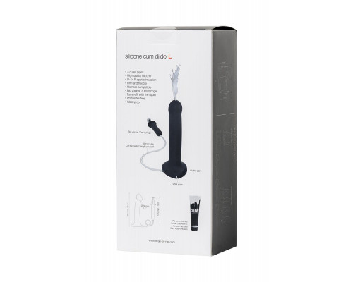 Заказать Черный фаллос с имитацией эякуляции Silicon Cum Dildo L - 19,6 см.