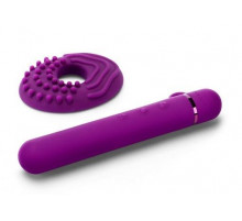Фиолетовый мини-вибратор Le Wand Baton с текстурированной насадкой - 11,9 см.