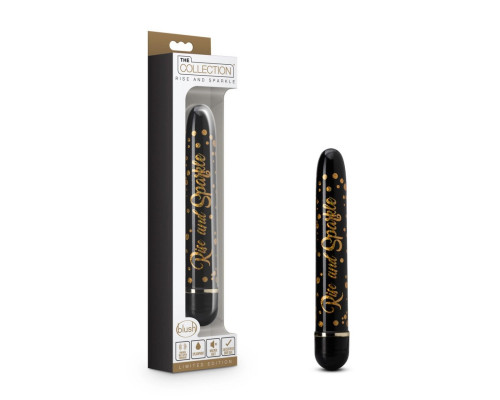 Заказать Черно-золотистый классический вибратор Rise and Sparkle - 17,8 см.