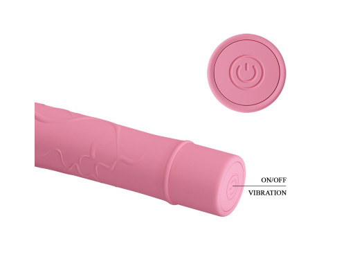 Заказать Нежно-розовый вибратор Vic с выделенными венками - 15,5 см.