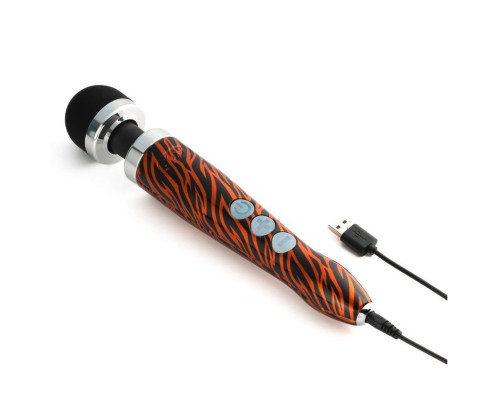 Беспроводной wand-вибратор Doxy Die Cast 3R с тигровым принтом на рукояти - 28 см.