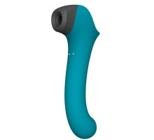 Бирюзовый вакуумный вибростимулятор с нагреваемой ручкой Halo 2 - 22,5 см.