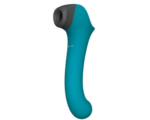 Заказать Бирюзовый вакуумный вибростимулятор с нагреваемой ручкой Halo 2 - 22,5 см.