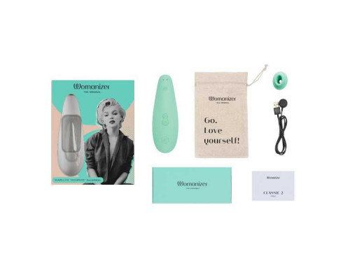 Заказать Мятный бесконтактный клиторальный стимулятор Womanizer Marilyn Monroe Special Edition