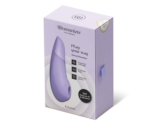 Сиреневый бесконтактный клиторальный стимулятор Womanizer Enhance с вибрацией Сиреневый бесконтактный клиторальный стимулятор Womanizer Enhance с вибрацией