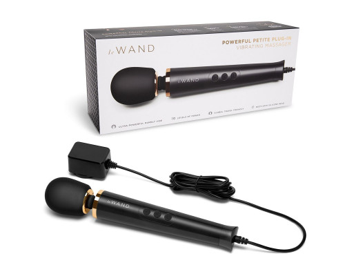 Заказать Черный проводной вибратор Le Wand Petite Vibrating Massager - 25 см.