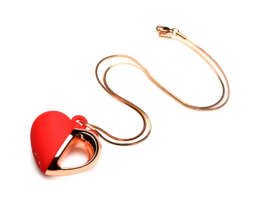 Заказать Красное ожерелье с подвеской-вибратором 10X Vibrating Silicone Heart Necklace