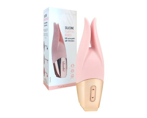 Нежно-розовый мини-вибратор с раздвоенным кончиком - 12,3 см.