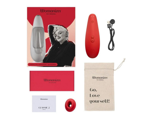 Заказать Красный бесконтактный клиторальный стимулятор Womanizer Marilyn Monroe Special Edition