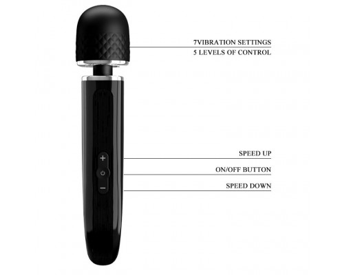 Заказать Черный мощный жезловый вибратор с изогнутой ручкой Charming Massager - 24 см.
