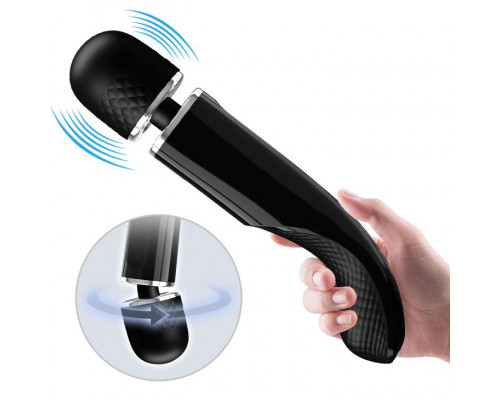 Заказать Черный мощный жезловый вибратор с изогнутой ручкой Charming Massager - 24 см.
