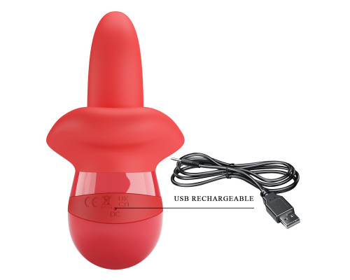 Красный вибратор с подвижным язычком Obelia