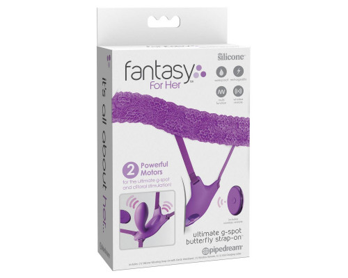 Заказать Фиолетовый пояс с вибровкладкой Ultimate G-Spot Butterfly Strap-On