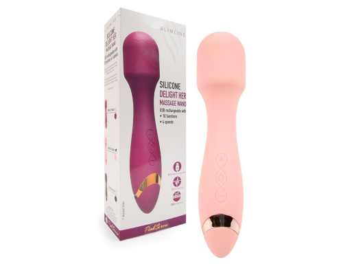 Нежно-розовый силиконовый wand-вибратор - 18,5 см.