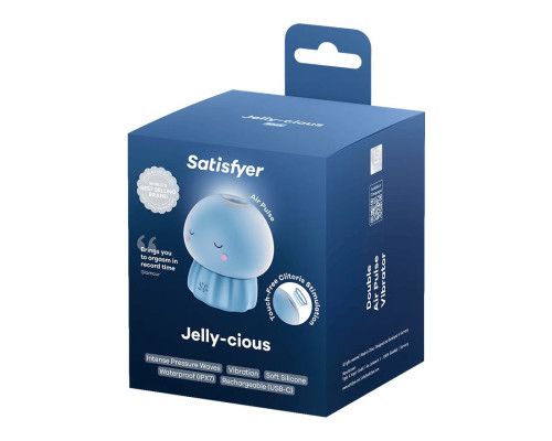 Голубой вакуумный стимулятор клитора в форме медузы Satisfyer Jelly-cious