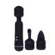 Заказать Черный вибромассажер со сменными насадками Power Wand - 20,5 см.