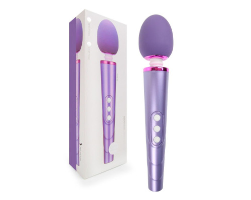 Сиреневый жезловый вибромассажер с головкой на гибкой шее - 25,5 см.