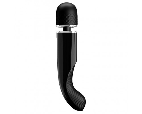 Заказать Черный мощный жезловый вибратор с изогнутой ручкой Charming Massager - 24 см.