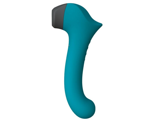 Заказать Бирюзовый вакуумный вибростимулятор с нагреваемой ручкой Halo 2 - 22,5 см.