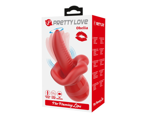 Красный вибратор с подвижным язычком Obelia