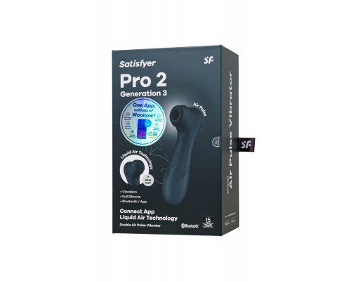 Заказать Черный вакуумный стимулятор клитора Satisfyer Pro 2 Generation 3 с управлением через приложение