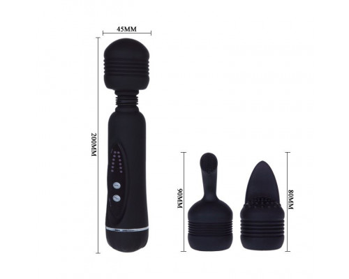 Заказать Черный вибромассажер со сменными насадками Power Wand - 20,5 см. Заказать Черный вибромассажер со сменными насадками Power Wand - 20,5 см.